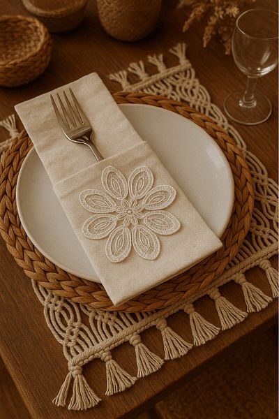 Emtory Home 6 Pieces Decorative Water Drop Lacy Spoon Holder Service Presentation