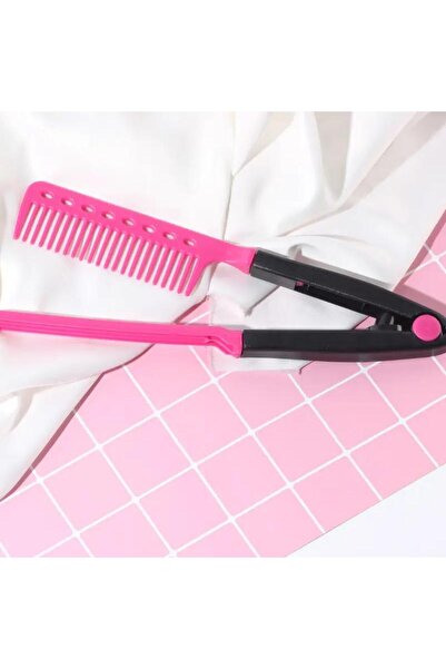 Choice مشط شعر مستقيم على شكل حرف V وردي اللون، قطعة واحدة/قطعتان، مشط بلاستي...