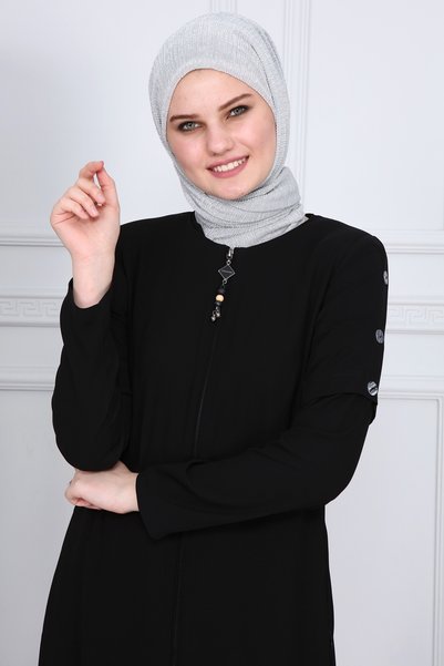Generic Brand فستان طويل مزين بالخرز على الجوانب MDC2151 أسود