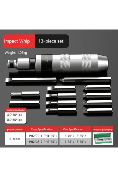 Choice1 13 7/13 PCS Impact Screwdriver Hand Manual Reversible Impact Driver S...