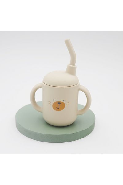 Choice beige New cartoon 120ML Baby Silicone Sippy Cup BPA-Free Portable Storage Snack Container Feeding Cu