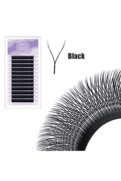 Choice6 8-14 رموش صناعية مختلطة 0.07 مم D سوداء من NATUHANA على شكل YY رموش صناعية مجعدة على شكل Y سوداء بكثافة جاهزة