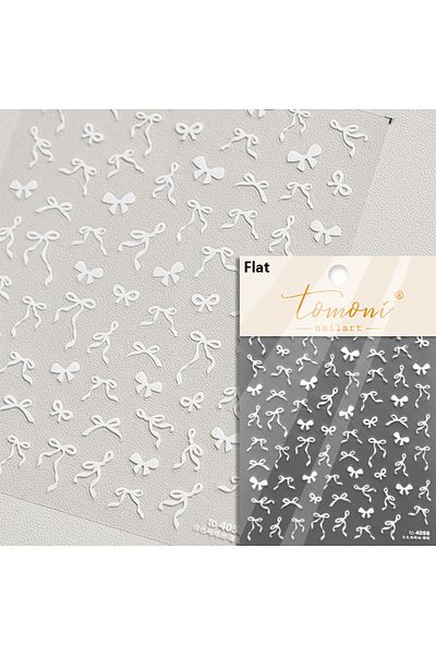 Choice1 1pcs TO4058 1pcs 5D Sweet Bow Nail Sticker Kawaii Pink Black White Long Ribbon Bowknot Self Adhesive