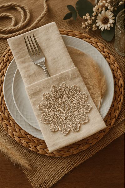 Emtory Home 6 Pieces Decorative Elegant Lace Spoon Holder Service Presentation