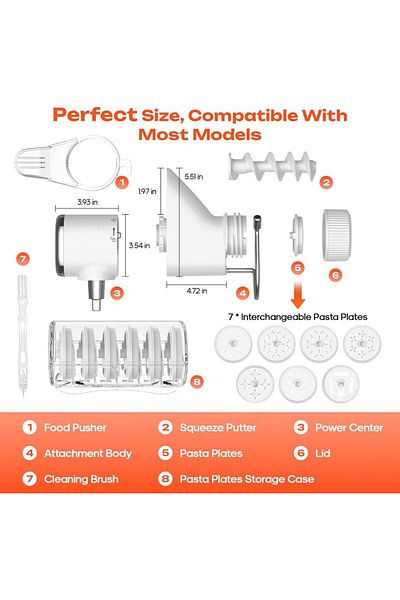 Choice 7 Gourmet Pasta Gourmet Pasta Press Attachment For Kitchenaid Cuisinart Stand Mixers, Pasta Press Ma