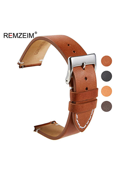 Choice سوار ساعة من الجلد الطبيعي مصنوع يدويًا باللون البني الفاتح مقاس 20 مم...