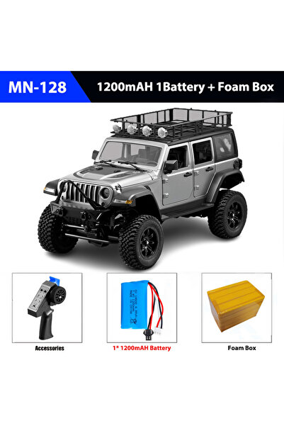 Choice سيارة زاحفة رمادية RC رباعية الدفع MN128 2.4G تسلق احترافية مع ضوء LED...