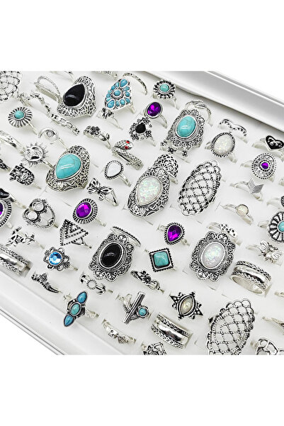 Choice مزيج الحجم (15-19 مم) 50 قطعة مزيج نمط 50 قطعة / الكثير الجملة خمر المبالغة كبيرة قطرة الماء خواتم الاصبع