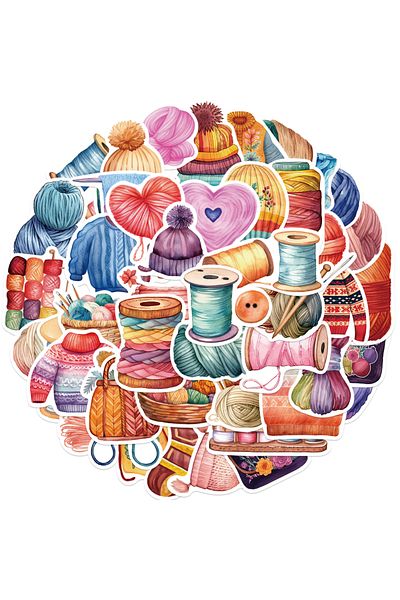 Choice 50PCS 50PCS Kawaii Colorful Knit PVC Sticker Aesthetic Chidlren Korean Stationery Decoration Scrapbo