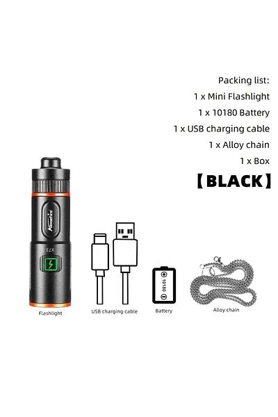 Choice Black Mini Edc Cool Neck Decoration Small Flashlight Keychain Torch Camping Travel Emergency Lightin