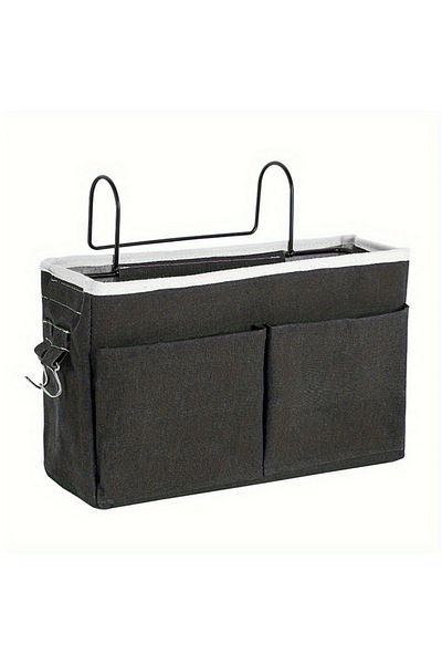 Choice black Dorm Room Storage Hanging Organizer Bags Student Bedside Cotton Linen Hanging Basket Organizer