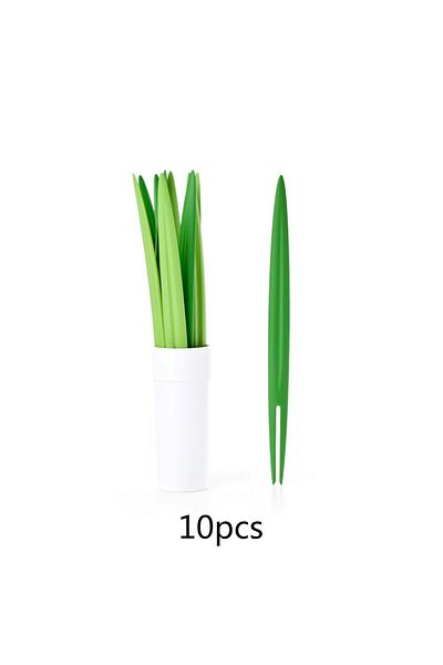 Choice 10pcs Creative 10pcs/Set Green Bamboo Leaf Fruit Fork Chopsticks Cocktail Fork Wedding Festival Bir