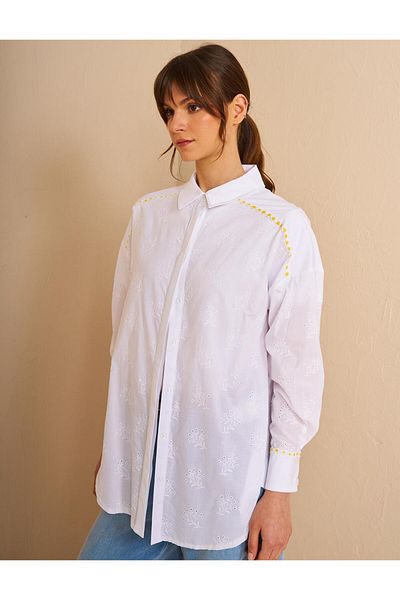 Kayra Cotton Embroidery Tunic – Optical White