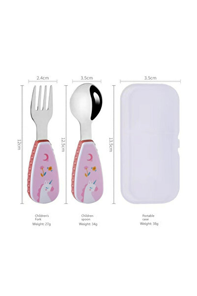 choice2 طقم أدوات طعام للأطفال الصغار مكون من قطعتين باللون الوردي، ملعقة وشو...