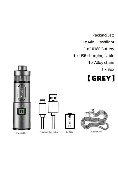 Choice Grey Mini Edc Cool Neck Decoration Small Flashlight Keychain Torch Camping Travel Emergency Lighting