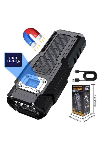 Heinast BK08 8 LED+COB Flashlight Strong Light USB Rechargeable Tactical Flashlight with Strong Magnet Work