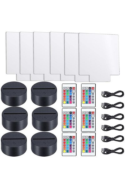 Choice Usb Plug 6 Base 6 Square 6 Sets Diy 3d Night Led Light Lamp Including 6 Light Display Stands And Cle