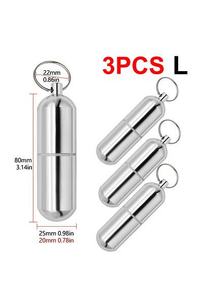 Shunmaii 3pcs L 1-3PCS Mini Portable Aluminium Pill Case Keychain Outdoor Pocket Pill Box Container Carry Bo
