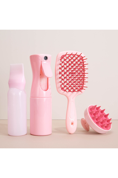 Choice مجموعة وردية مكونة من 4 قطع/مجموعة من مشط تدليك فروة الرأس من السيليكو...