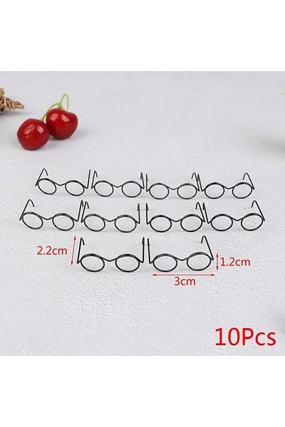 Choice 3x2.2x1.2cm 10Pcs Fashion Round Frame Lensless Retro Cool Doll Glasses For 30cm No Lens Black