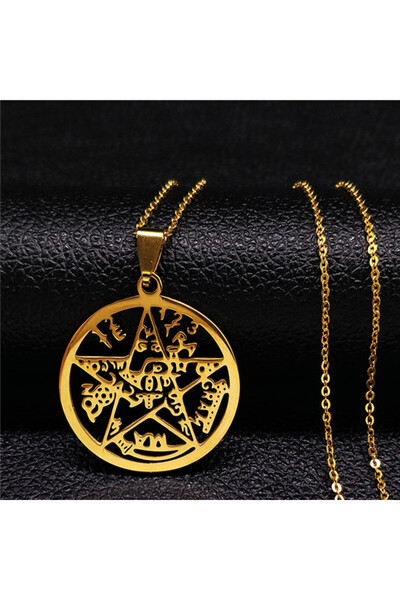 Choice قلادة من الفولاذ المقاوم للصدأ على شكل نجمة خماسية رباعية من GD بطول 5...