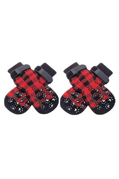Choice S A Anti-Slip Dog Socks 4pcs Paw Protector Traction Control Adjustable Indoor Wear Knitted Pet Socks
