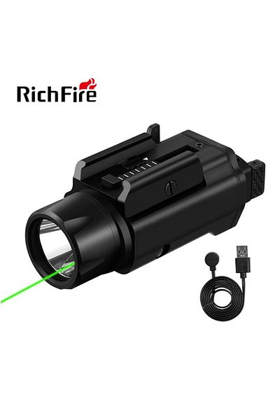 Choice White Laser -Black Original Richfire Tactical LED Flashlight 1500Lumens Green Laser Pistol with Ma