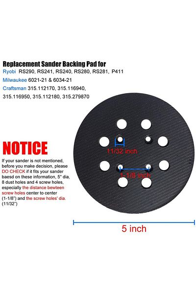 DAZZLEEX 5Inch Hook And Loop Sander Backing Pad 125mm Replacement Sanding Pad For Ryobi RS290 6021-21 Orbi...
