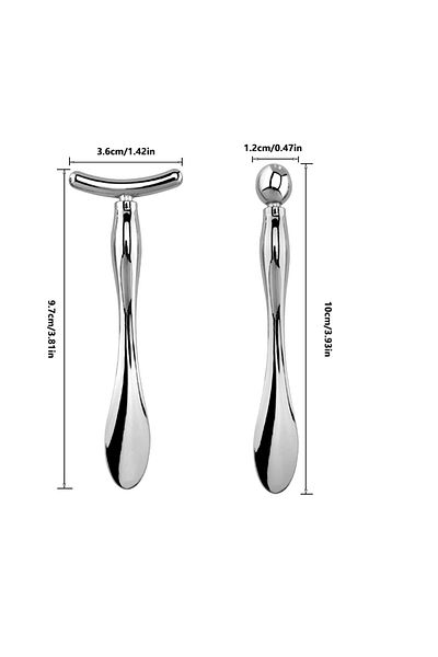 Choice 2pcs silver 2in1 Mini Eye Massage Stick Face Lifting Massage Anti Cream Eye Pouch Dark Circles Spoon