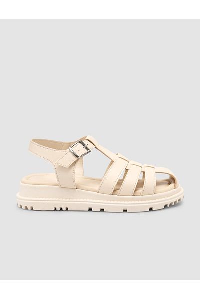 Cabani 100% Genuine Leather Beige Women's Sandals