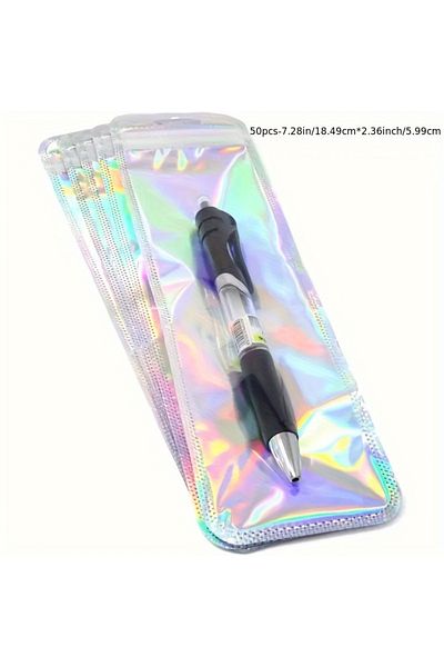 Choice 13x8x15cm 50pcs 50 holographic gift bags with resealable zippers - suitable for jewelry, pens, etc.