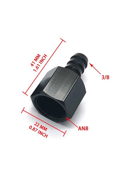 Choice AN8-3-8 Black Straight Aluminum AN6 AN8 AN10 female Flare to 3/8 1/2 Barb Push Hose Barb Fitting Ada