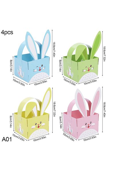 Choice 4PCS A01 10Pcs Easter Rabbit Gift Candy Box Cute Bunny Cookie Snack Packaging Boxes With Handle Kids