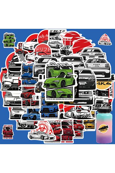 Choice 50 PCS 50PCS Cool JDM Retrofit Racing Car Stickers Stickers Decals for Water Bottle Laptop Skateboar
