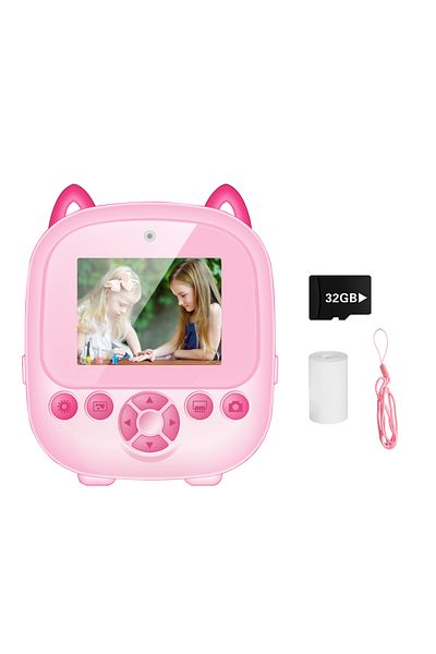 Choice S5-pinkAdd memory Children Digital Camera Instant Print Toys For Kids Thermal Print Camera HD 1080P