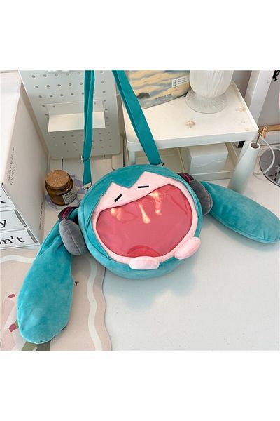 Choice Green Anime Hatsune Miku Bag Q Version Kawaii Figure Plush Bag Model Doll Plush Stuffed Toy Shoulder