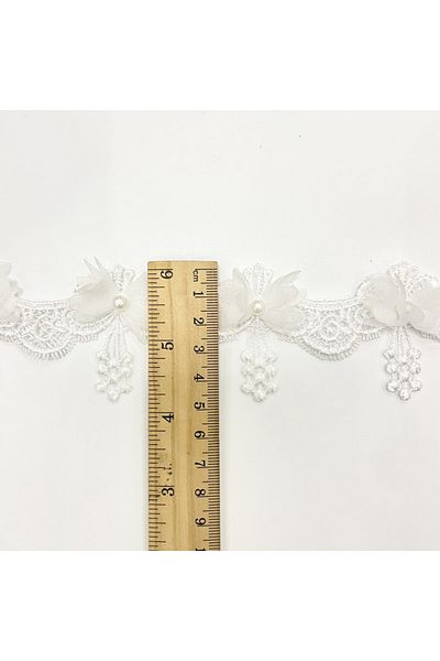Choice 1PC 1 Yard TT2310003 1 Yard White Embroidered Butterfly Lace Beaded Flower Lace Fabric Clothing Acce