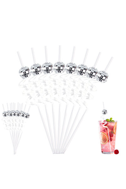 Choice 12pcs Disco Balls Straws 6/12/18pcs 70s Disco Balls Straws Disco Bachelorette Party Retro Decoration