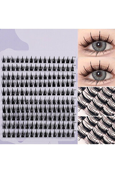 Choice1 مزيج 160 قطعة من الرموش الصناعية على شكل سنبلة القمح، ساق رفيعة، وصلات رموش اصطناعية، عنقود سميك مجزأ