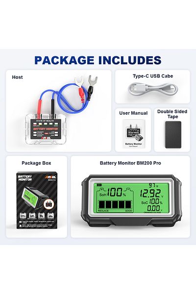 Choice ANCEL BM200 Pro ANCEL BM200 PRO 12V Car Battery Capacity Tester Monitor LED Display Waterproof SOH S