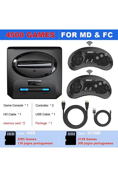 VILCORN 4500BR Wireless 16BIT Segas-MD Video Game Console For Sega Mega Drive Genesis FC Dendy Console Suppo