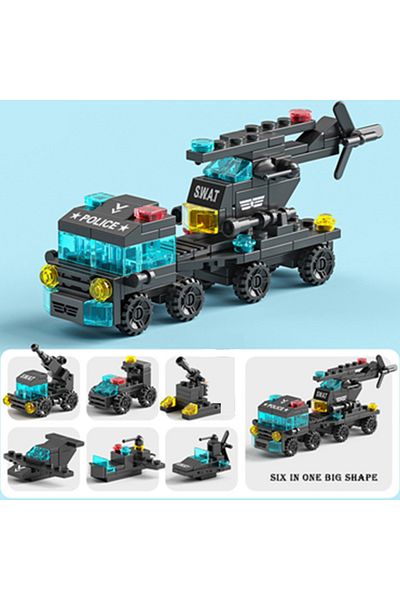 JAKI opp bag 123pcs 6in1 NEW Special Police Tow Trucks Airplanes Car Mini Loader Classic Model Building B