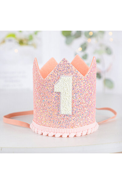 Choice A01 تاج عيد ميلاد وردي ذهبي وردي رقم 1، تاج عيد ميلاد الطفل البالغ من ...