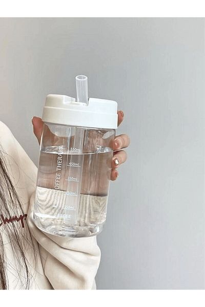 Choice 0.55L WHITE 1 pcs 550ML transparent water bottle, portable outdoor water cup for girls