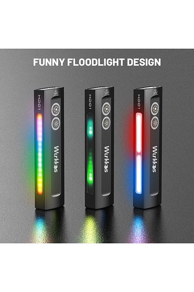 Choice black Wurkkos HD01 Multifunctional Flashlight 1200 LM with Green Beam White Light and Side RGB Light