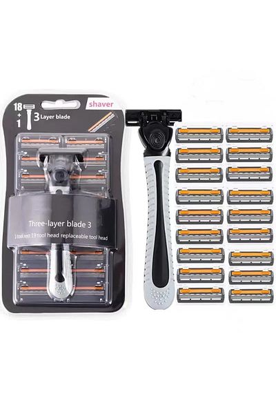 Choice grey Shaver Brand New Design Men Razor Shaving Three Layer Shaver Reusable Razor Imported Blade Mult