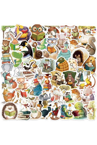 Choice 50PCS 50PCS Animal Bookish Reading Sticker For Scrapbooking Korean Stationery School Supplies Aesthe