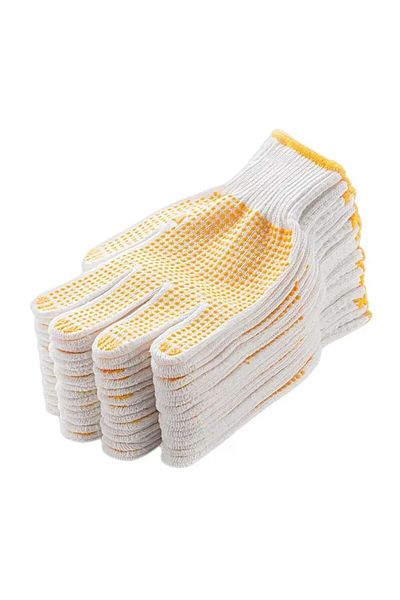 Choice 12pair yellow 12 Pairs Work Gloves With Anti Slip Grip, PVC Dots Safety Cotton Protection ,For Paint