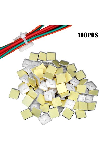 Choice 100pcs 100Pcs Seat Clamps Self Adhesive Cable Tie Base 100PCS Wiring Accessories White Zip Tie Mount