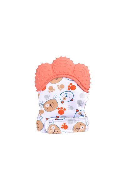 Choice1 orange-bear Cartoon Printed Children's Gloves Baby Teether Gloves For Babies Teethers Anti Eating Ha